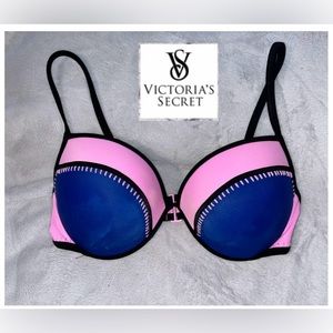Victoria Secret Bikini Top Blue/Pink Sz 36DD